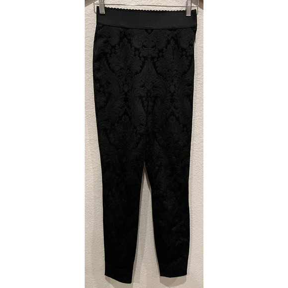 DOLCE & GABBANA BLACK TULIP JACQUARD SLIM STRETCH PANTS (IT/40) - Picture 2 of 8